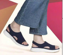 Carica l'immagine nel visualizzatore di Gallery, Sandali Basculanti Scarpe Modello Lucca Blu In Tessuto
