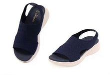 Carica l'immagine nel visualizzatore di Gallery, Sandali Basculanti Scarpe Modello Lucca Blu In Tessuto
