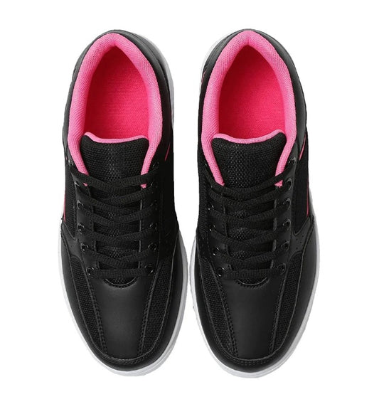 Scarpe Basculanti Donna Modello Pechino Nero Fuxia In Eco Pelle