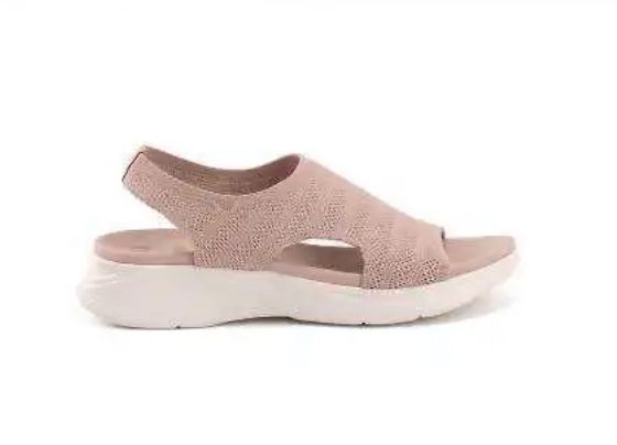 Sandali Basculanti Scarpe Modello Lucca Rosa In Tessuto