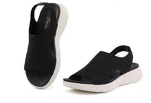 Carica l&#39;immagine nel visualizzatore di Gallery, Sandali Basculanti Scarpe Modello Lucca Nero In Tessuto
