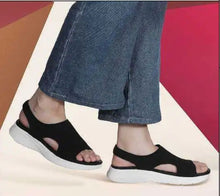 Carica l&#39;immagine nel visualizzatore di Gallery, Sandali Basculanti Scarpe Modello Lucca Nero In Tessuto

