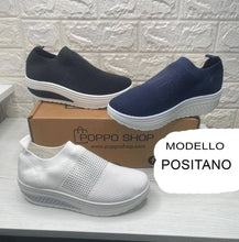 Carica l&#39;immagine nel visualizzatore di Gallery, Scarpe Basculanti Bianco Modello Positano in Tessuto Senza Lacci
