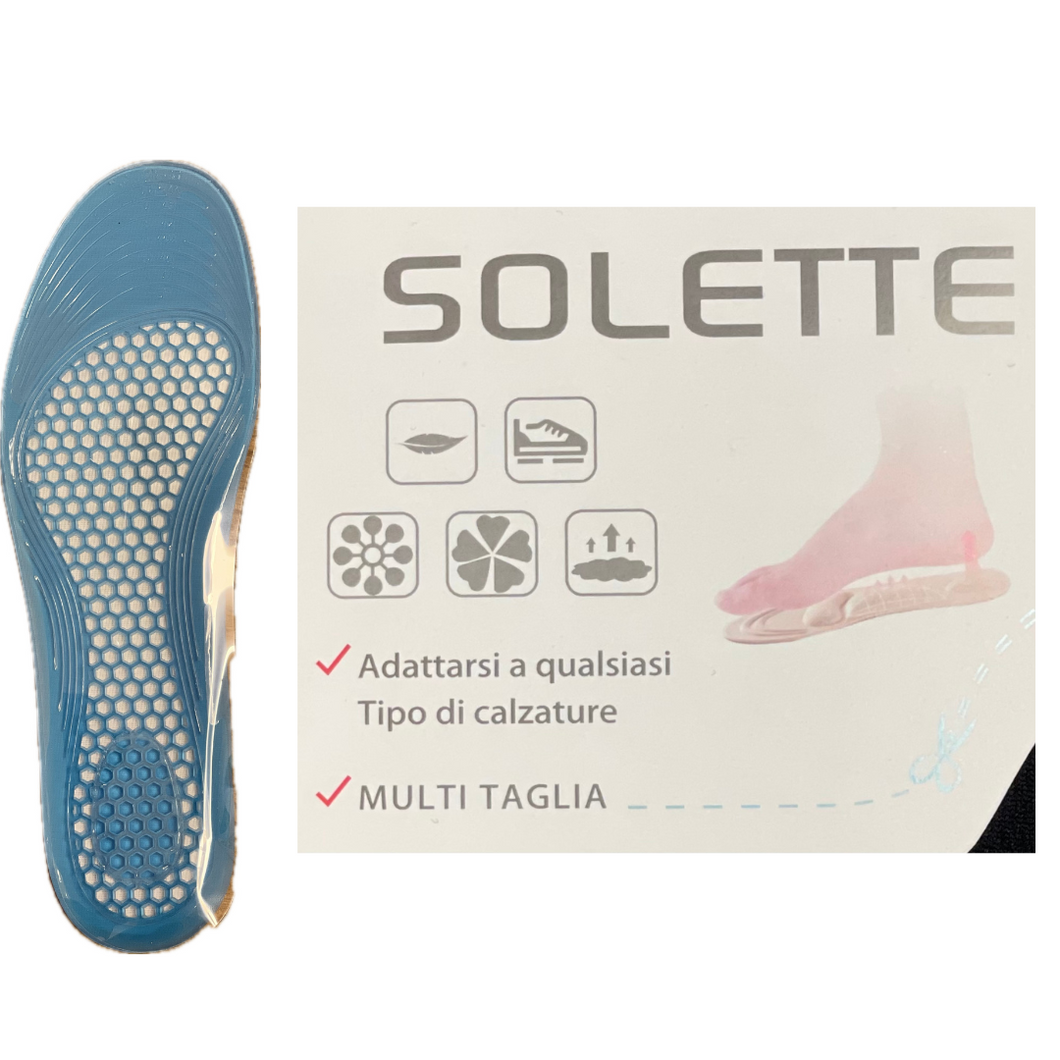 Solette ammortizzante in gel antiscivolo antibatterica universale taglia regolabile dal 38-45