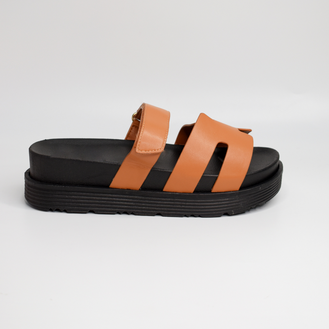 Ciabatte in Ecopelle e Gomma Modello Rodi Camel Nero