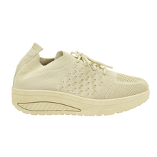 Carica l&#39;immagine nel visualizzatore di Gallery, Scarpe Basculanti Beige Modello Dubai in Tessuto Con Lacci
